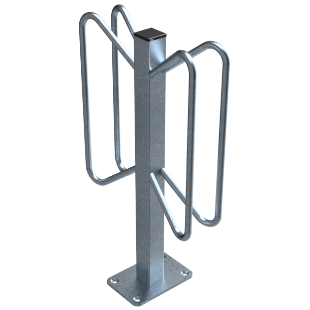 Bicycle rack - Individual stands | Individual stand for plugging downPlugging plate 100 x 150 mm, 4 holes  10 mm | two-side parking